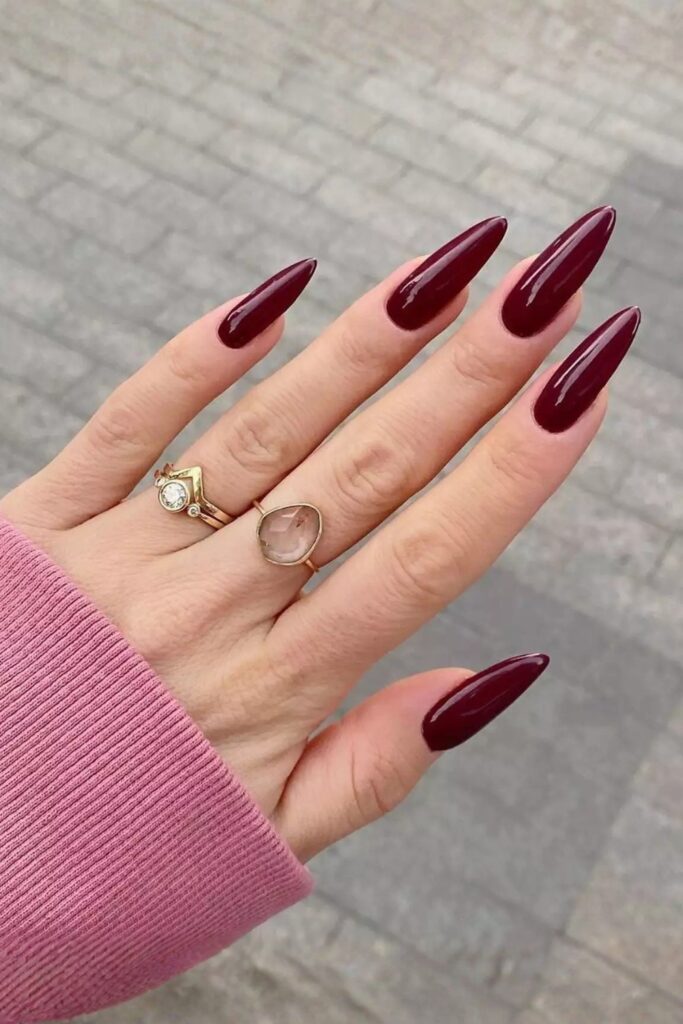 Bold Cherry Red Almond Manicure