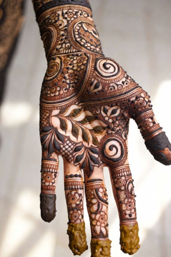 Bridal Heavy Leafy Palm Design