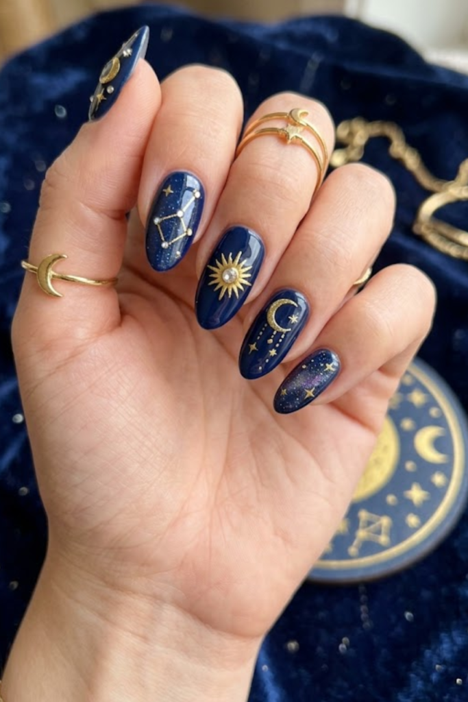 Celestial Navy Nails