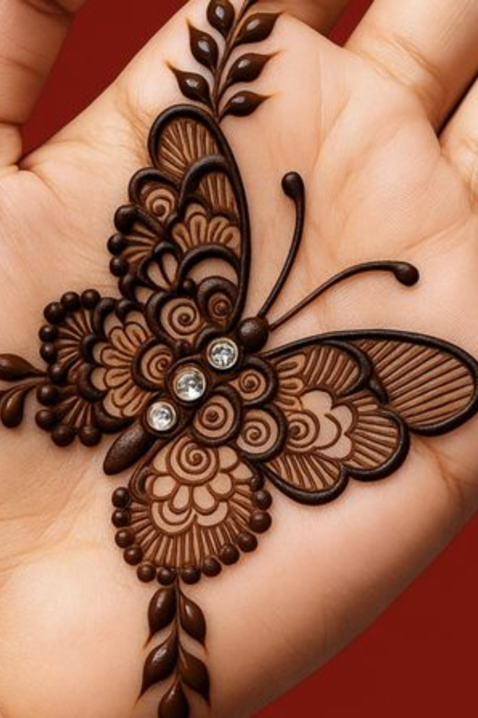 Center Palm Butterfly with Vine Accents