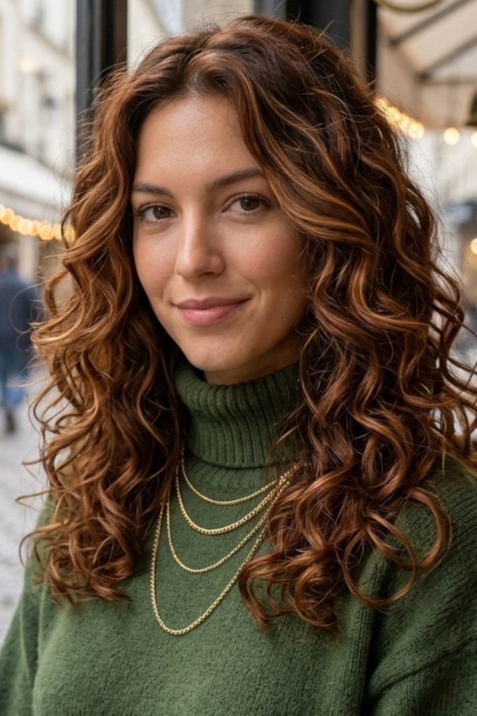 Chocolate Copper Hair with Caramel Highlights