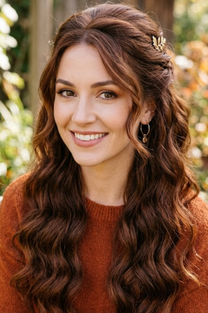 Chocolate Copper Half-Up Half-Down Style
