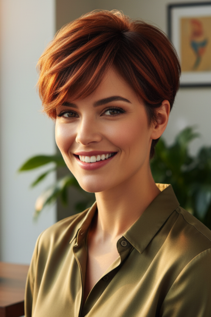 Chocolate Copper Pixie Cut
