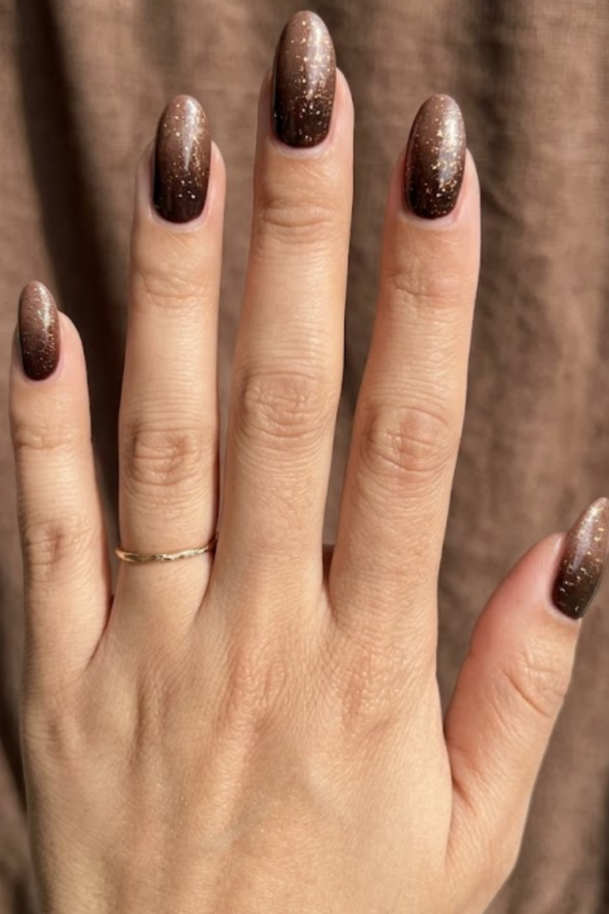 Chocolate Ombre Glitter Nails