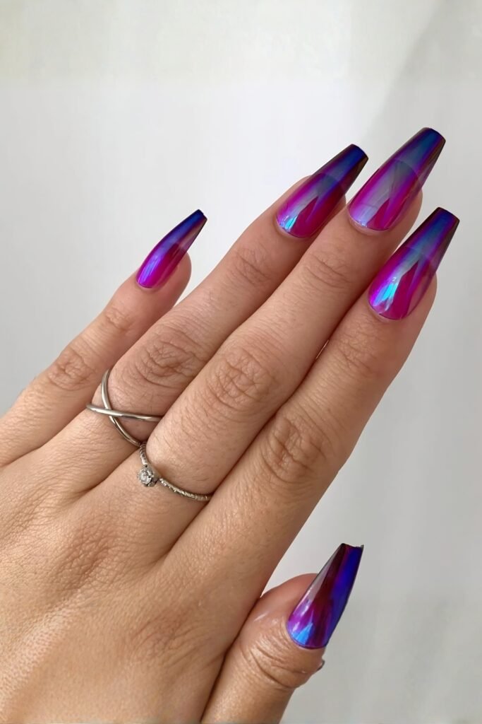 Chrome Lightning Coffin Jinx Nails