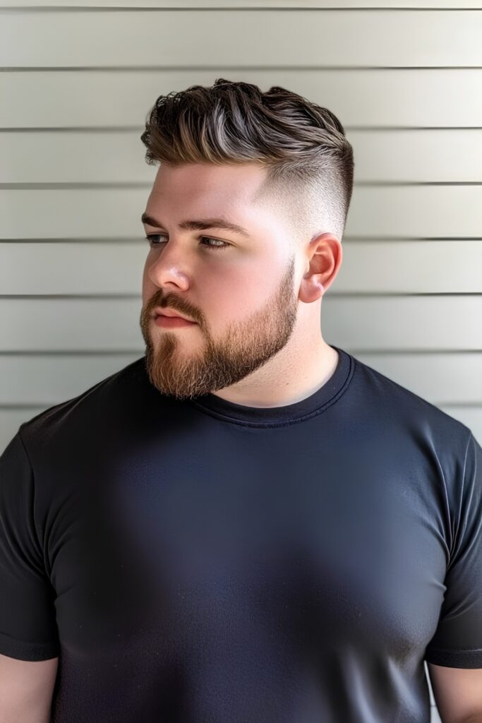 Chunky Fade on a man with a round face