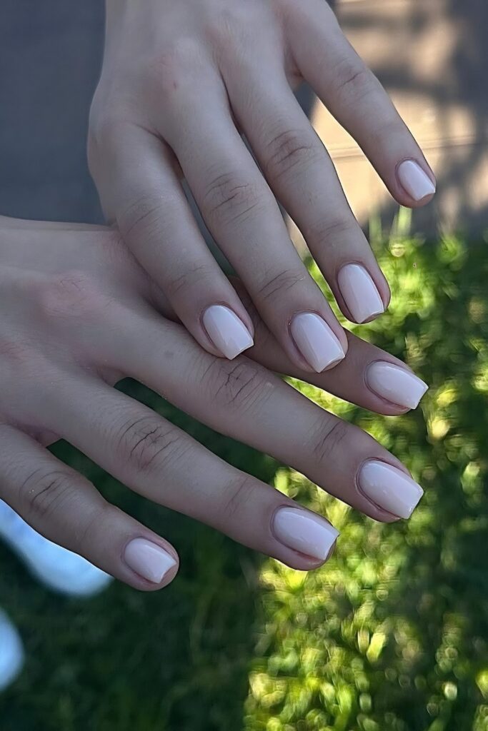 Classic Square Milky Nude BIAB Nails