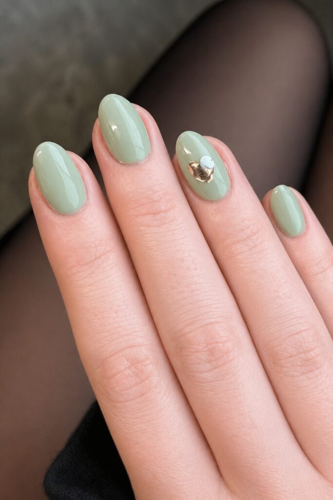 Creamy Sage Oval Manicure