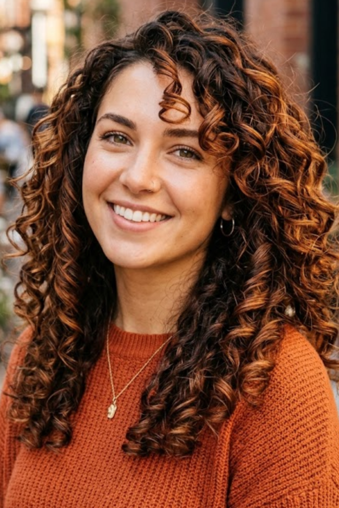 Curly Chocolate Copper Hairstyle
