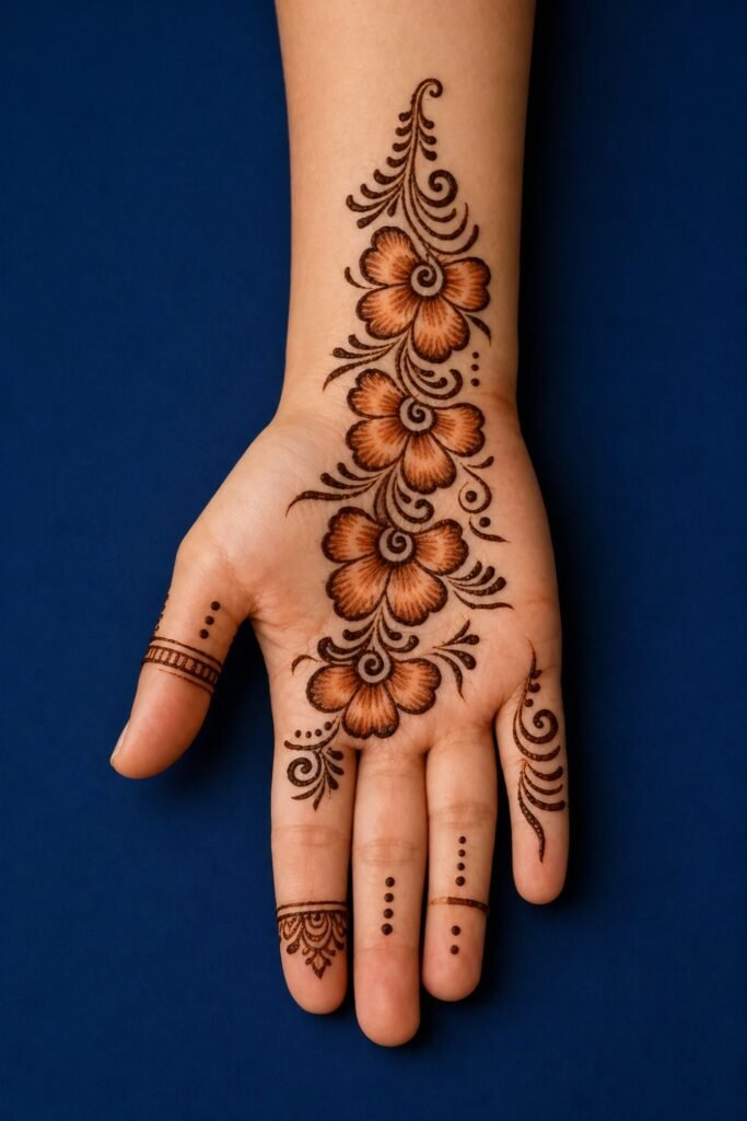 Delicate Arabic Flow Palm Mehndi Design