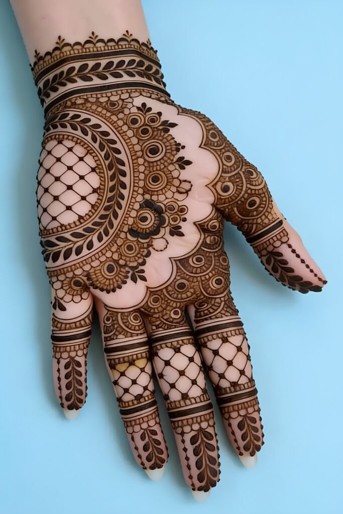 Delicate Bordered Palm Mehndi Design