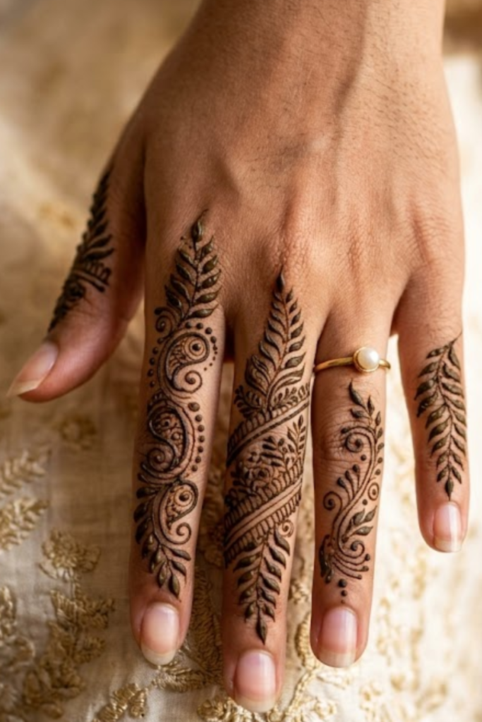 Delicate Fern Finger Mehndi