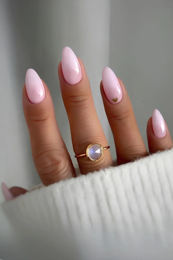 Delicate Milky Blush Oval Nails