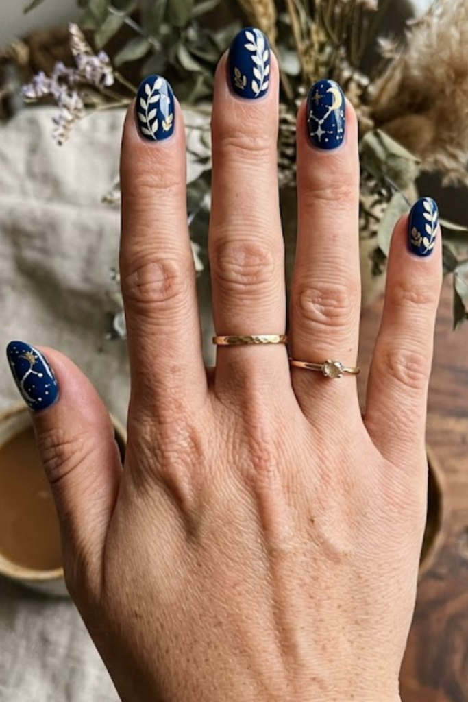 Earthy Navy Nails