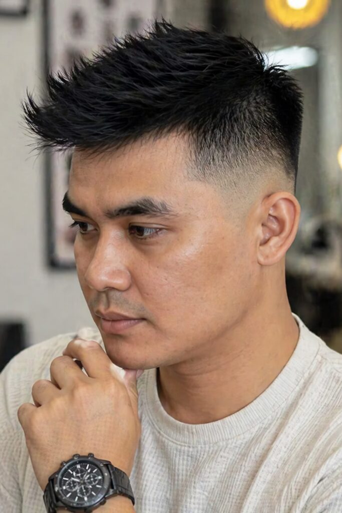 Faux Hawk Style on a man with a round face