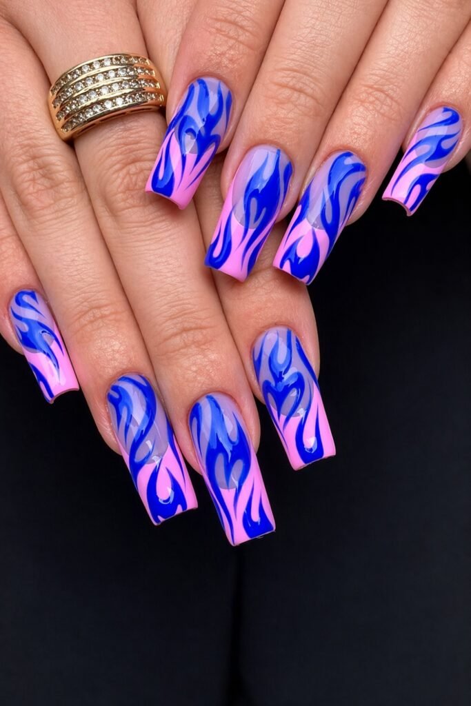 Flame Detail Almond Jinx Nails