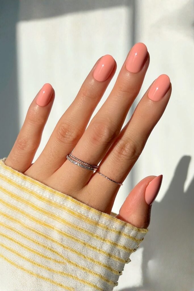 Coral Chrome Finish Nails