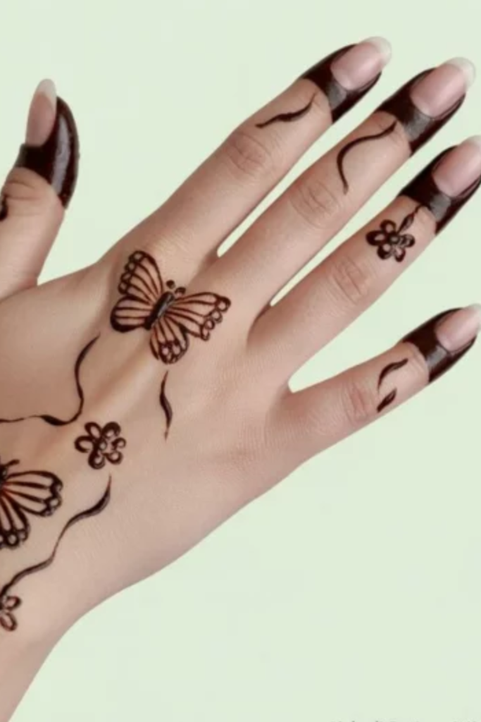 Floral Back Hand Butterfly Mehndi Design