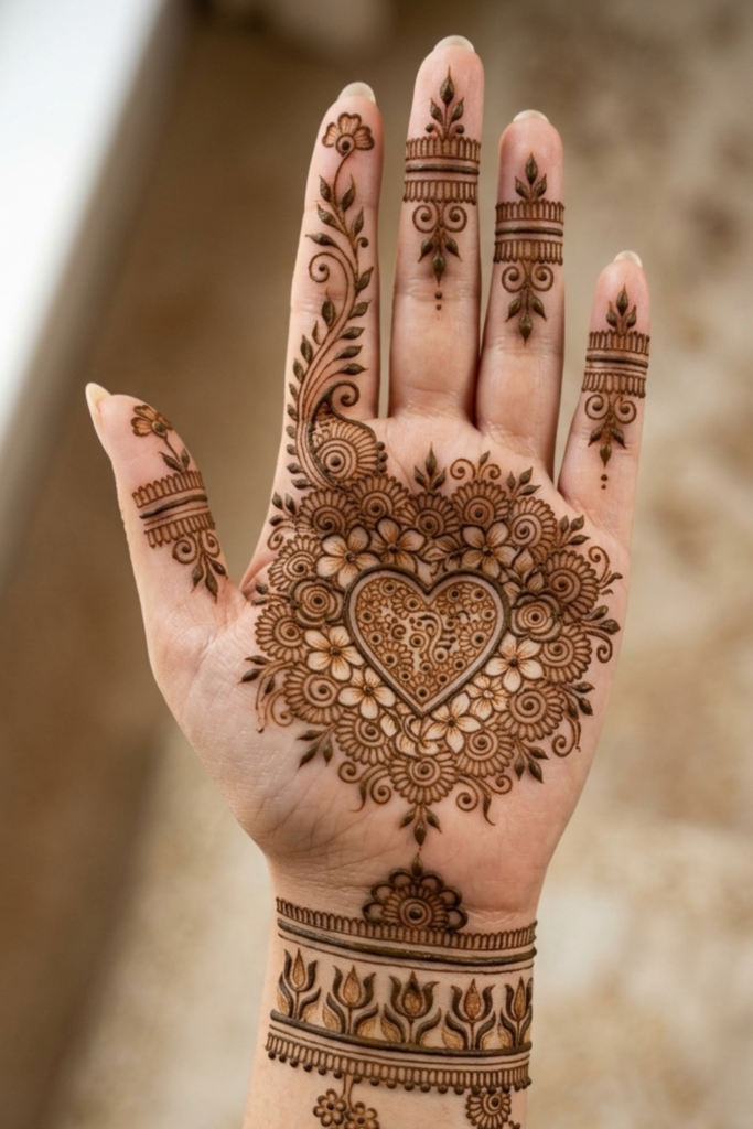 Floral Center Palm Heart Design