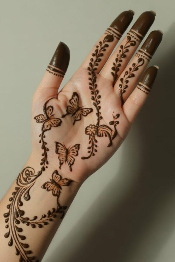 Flowing Wrist and Forearm Butterfly Mehndi