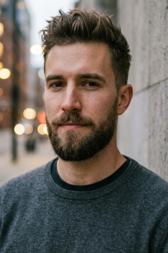 Full Beard with Shortened Chin on an oblong face