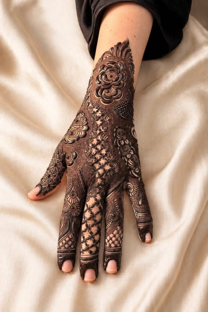 Full Coverage Pakistani Floral Bridal Back Hand Mehndi