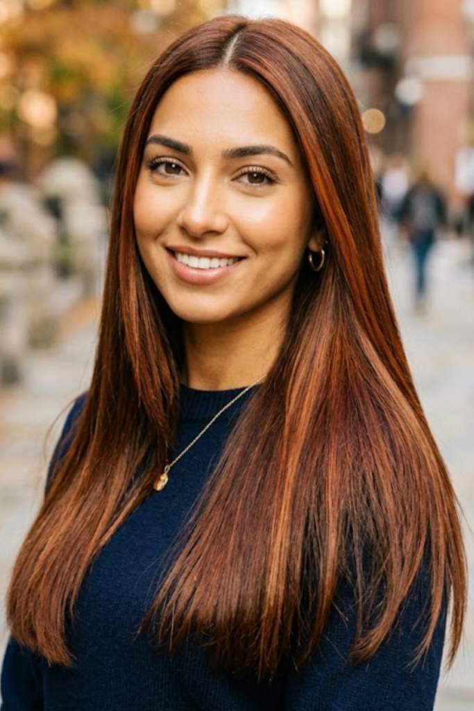 Glossy Straight Chocolate Copper Hair
