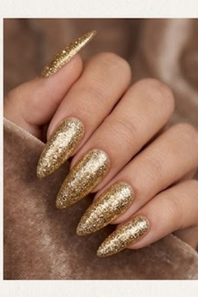 Gold Glitter Nail Art