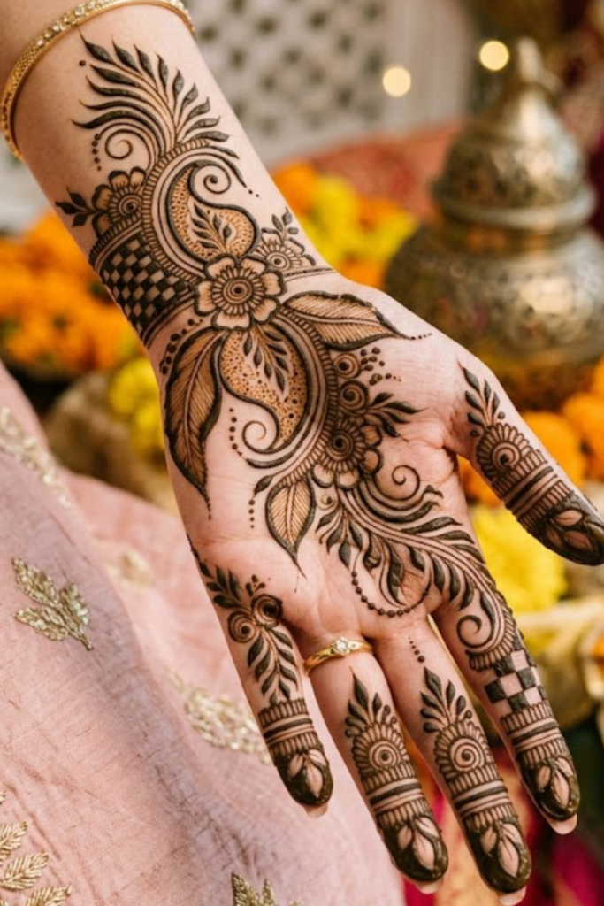 Graceful Mango Leaf Palm Design