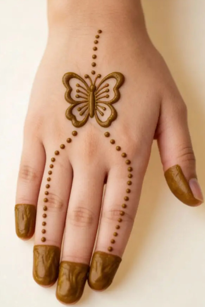 Palm Butterfly Mehndi Design