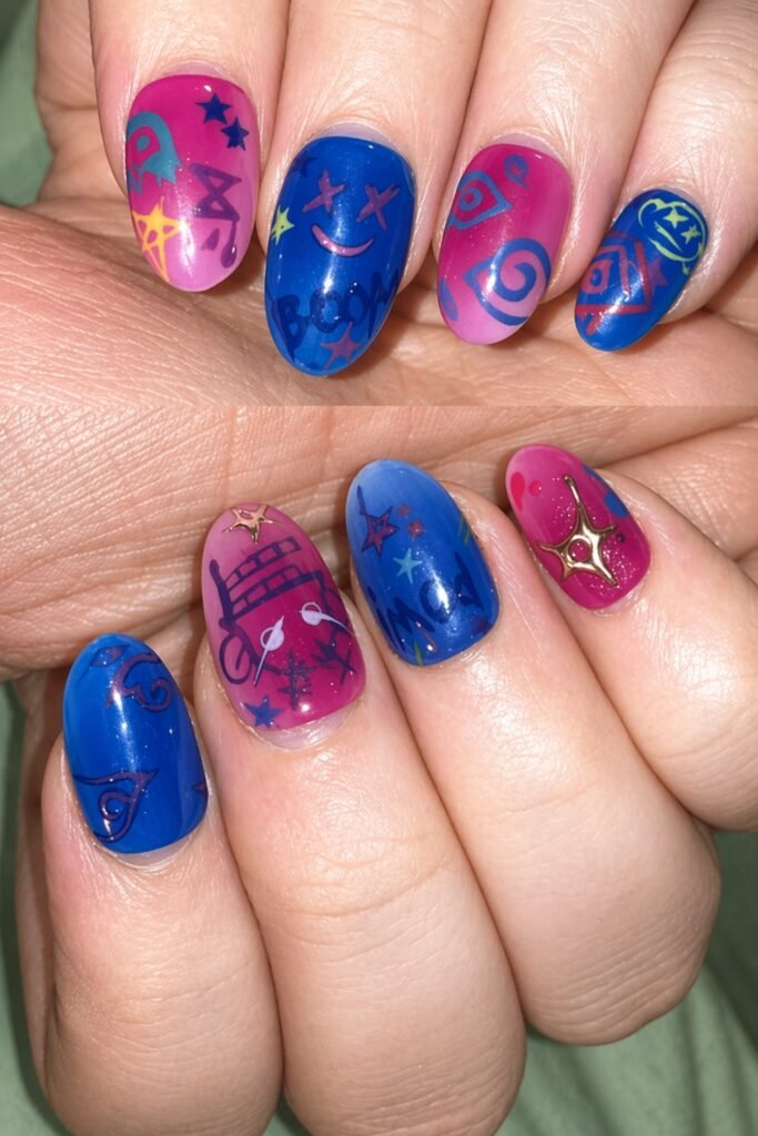 Graffiti Almond Bold Character Nails