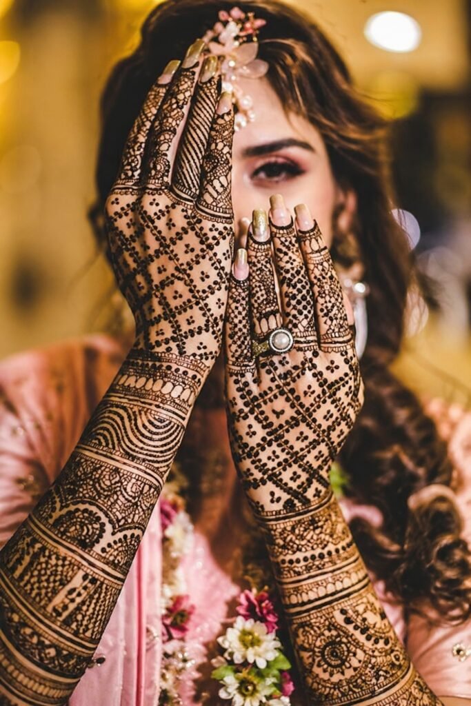 Heavy Coverage Bridal Back Hand Mehndi with Jaali Work