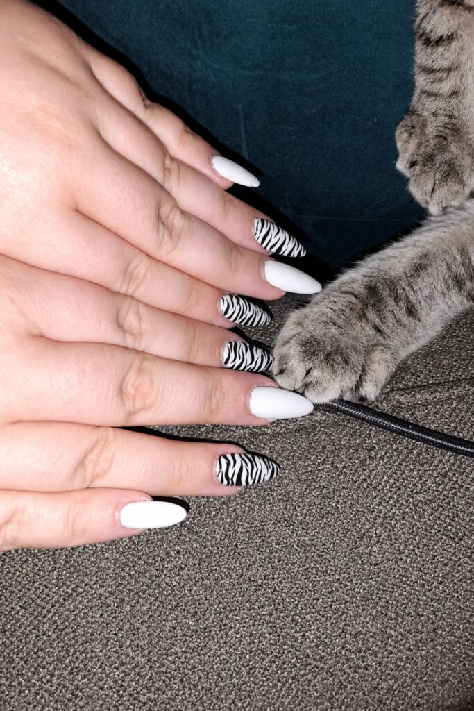 High Contrast Zebra Stripe Nail Art