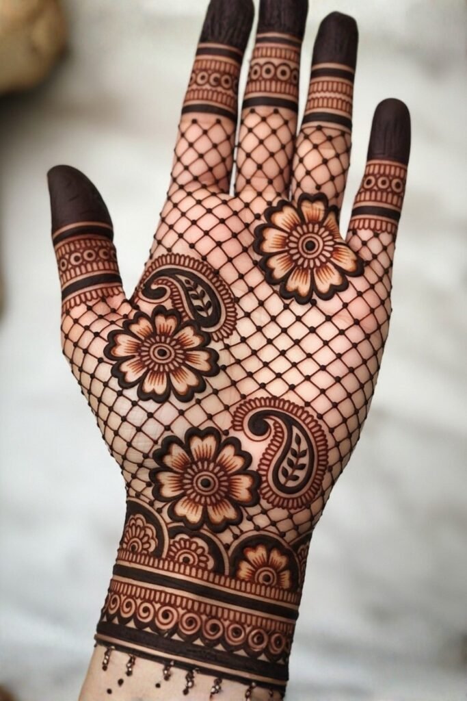 Intricate Jaali Work Palm Mehndi Design