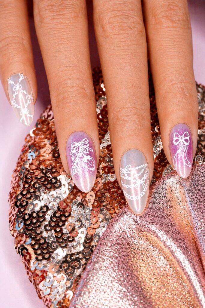 Lace Inspired Pastel Lavender Nails