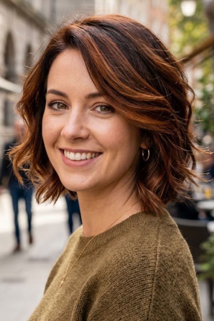 Layered Bob with Chocolate Copper Tones