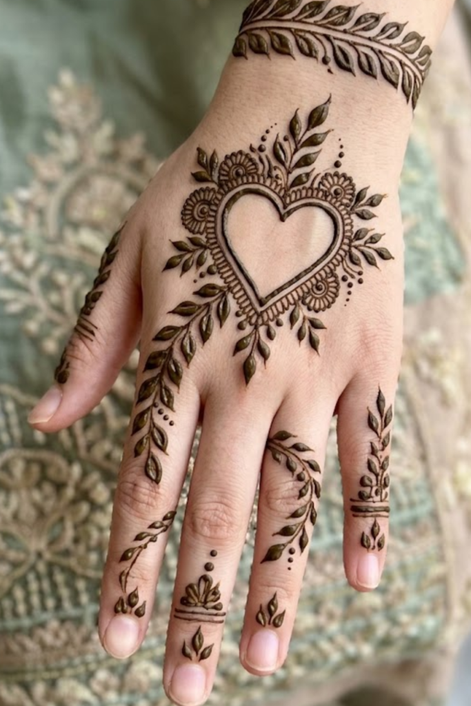 Leafy Back Hand Heart Design