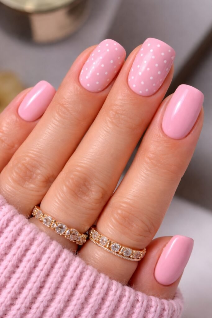 Light Pink Dot April Nails