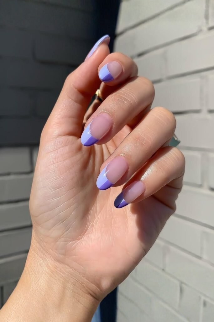 Lilac French Tip Square April Nails