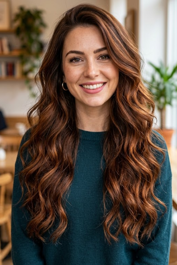 Long Wavy Chocolate Copper Hair