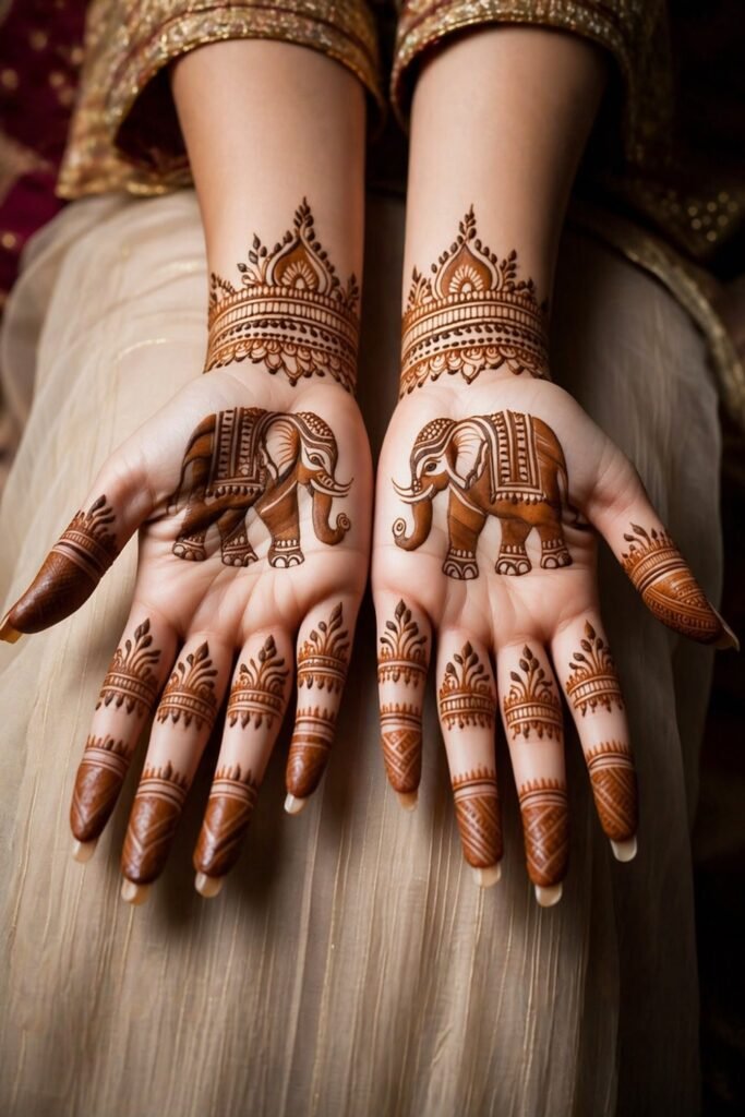 Majestic Central Palm Elephant Mehndi