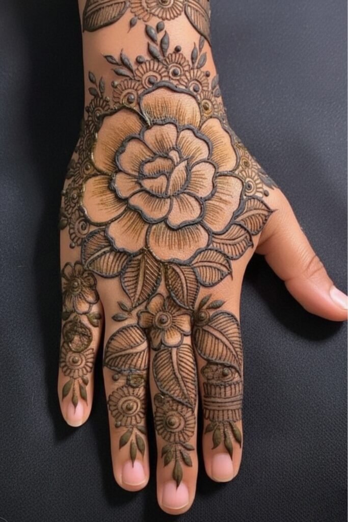 Mandala-Centered Back-Hand Floral Symphony