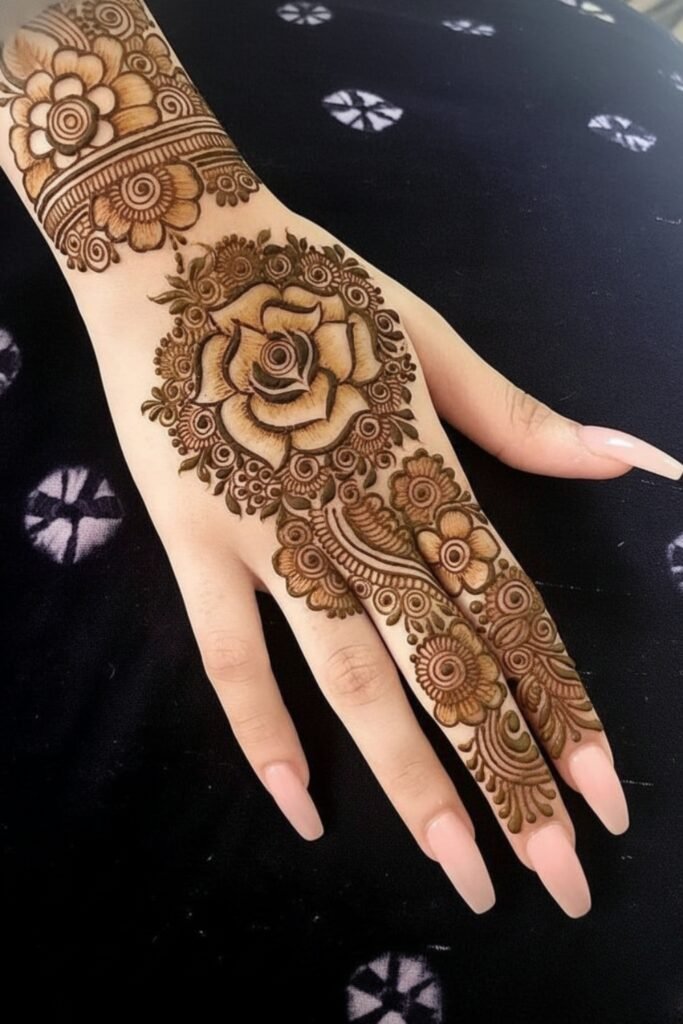 Mandala-Style Back-Hand Rose Bloom