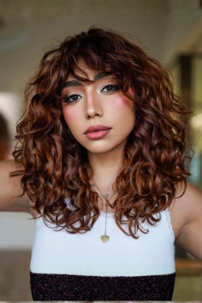 Medium-Length Curls with Invisible Layers