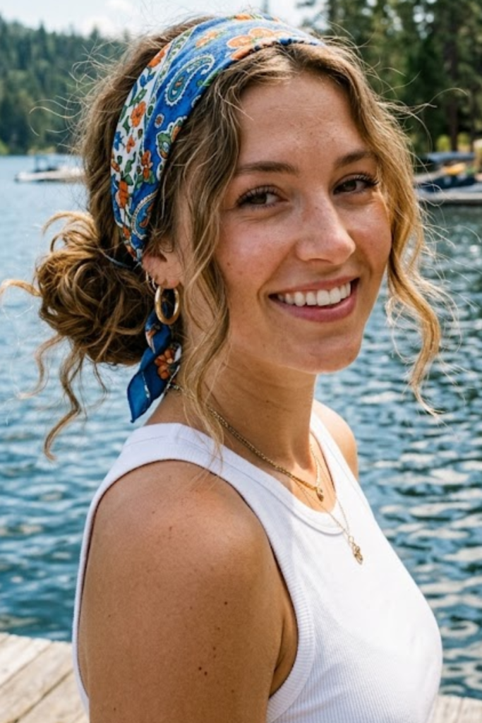 Messy Low Bun with a Bandana