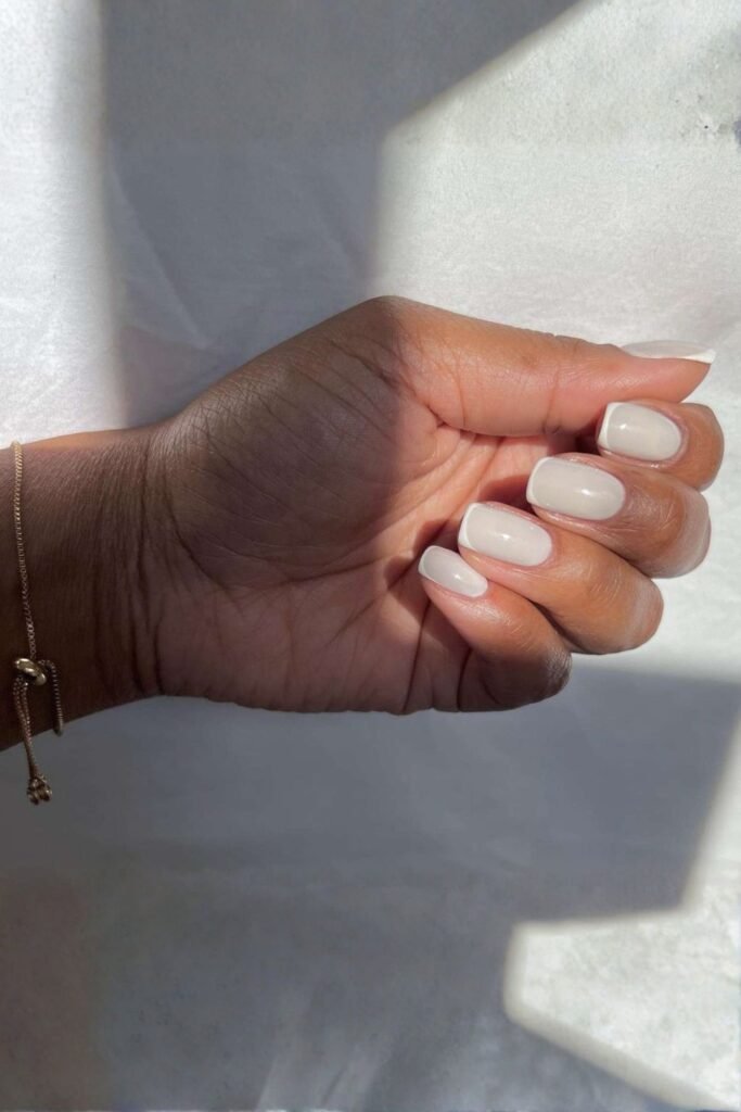 Milky White with Micro French Tips