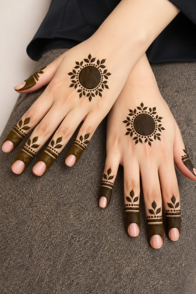 Minimal Mandala Back Hand Mehndi Design for Intimate Events