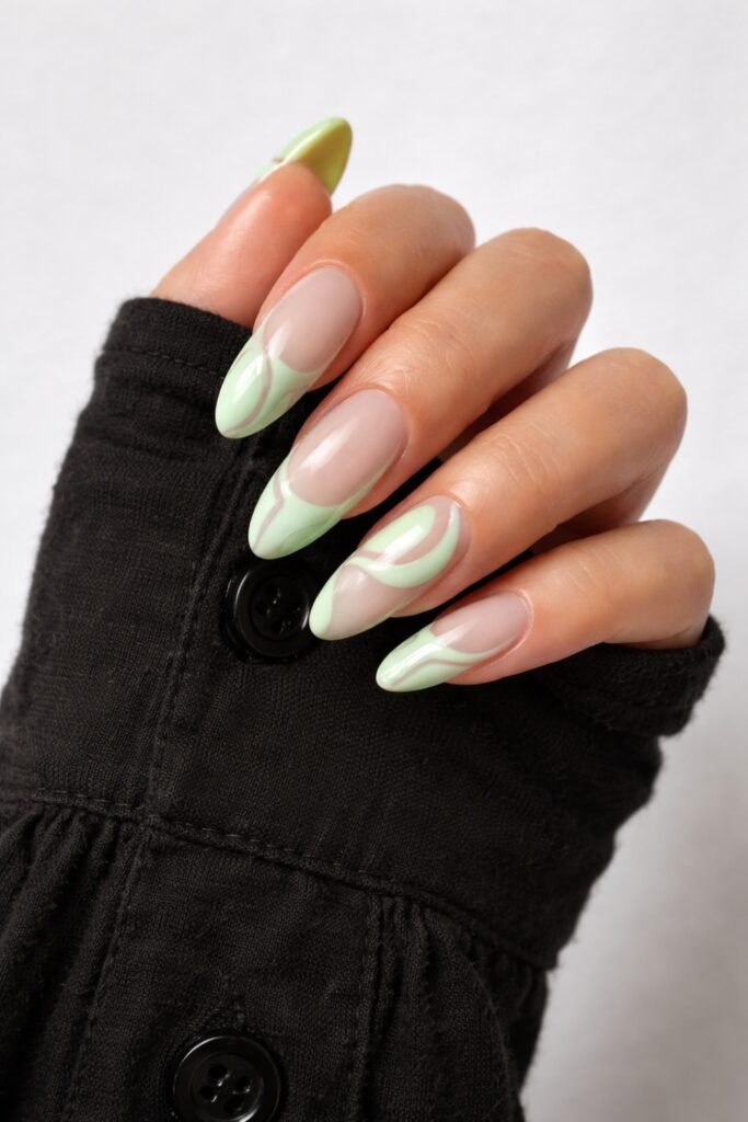 Mint Green French Tip April Nails