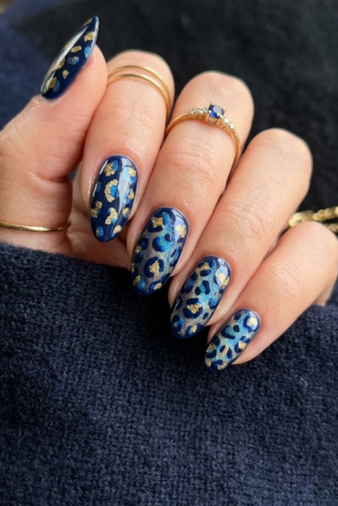 Navy Leopard Print