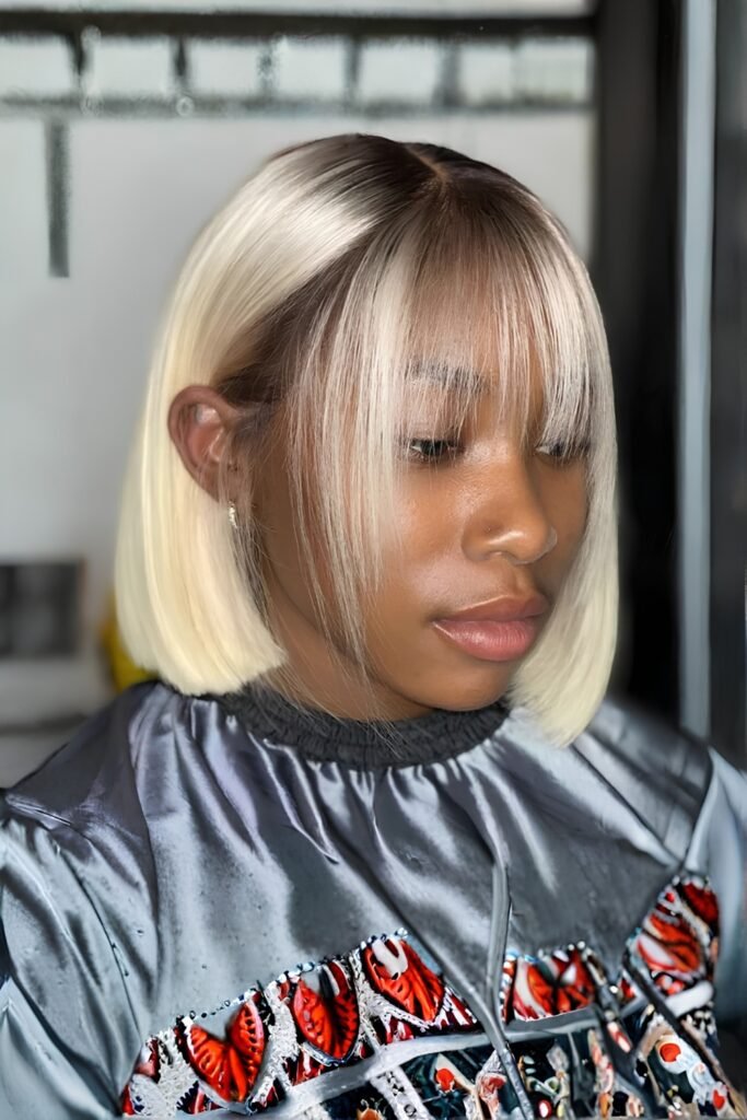 Ombre Blonde Bob With Wispy Bangs